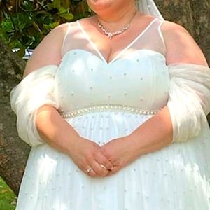 Removable Ivory Tuelle Bicep Covers Wedding